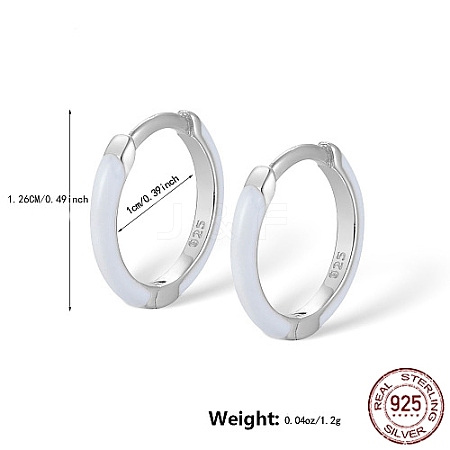 Anti-Tarnish Rhodium Plated Platinum 925 Sterling Silver Enamel Hoop Earrings BS3313-1-1