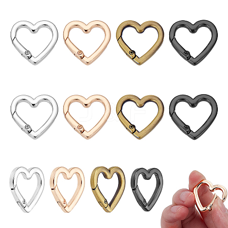 12Pcs 4 Colors Alloy Spring Gate Rings FIND-NB0006-20B-1