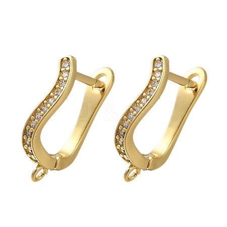 Rack Plating Brass Micro Pave Cubic Zirconia Hoop Earring Findings EJEW-H143-09G-1