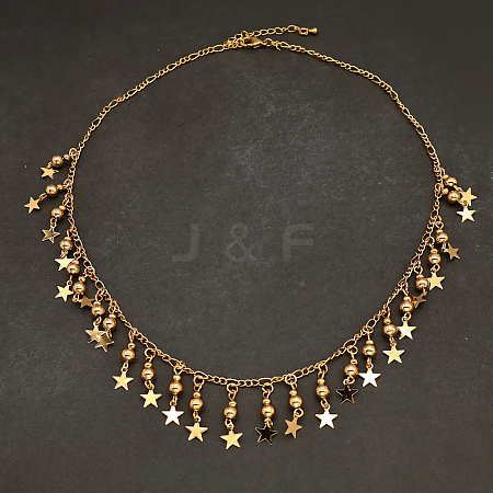 Elegant Brass Round Star Tassel Bib Necklaces for women IM1907-1