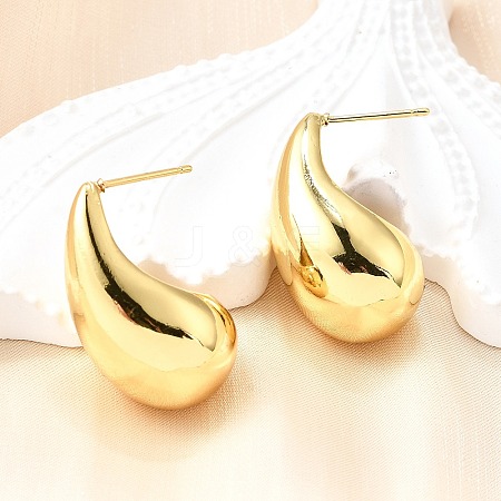 Rack Plating Brass Twist Teardrop Stud Earrings for Women LS-EJEW-K247-02G-1
