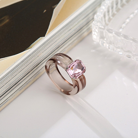 Rectangle Resin with Glass Finger Rings for Women FS-WG96B1D-04-1