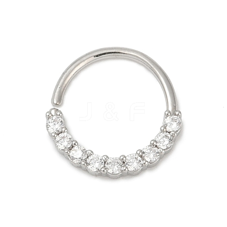 316L Surgical Stainless Steel Micro Pave Clear Cubic Zirconia Hoop Nose Rings WGE451E-05-1