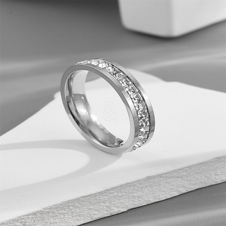 304 Stainless Steel Crystal Rhinestone Finger Rings FS-WG432ED-08-1