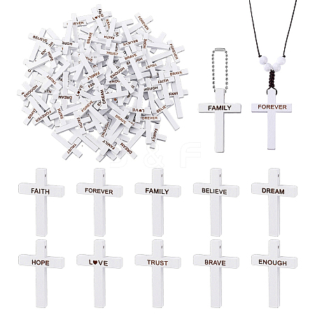 100Pcs 10 Styles Wooden Pendants WOOD-GA0001-93A-1
