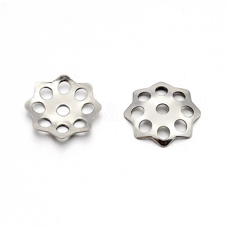 Tarnish Resistant Original Color 304 Stainless Steel Flower Bead Caps STAS-E083-05P-1