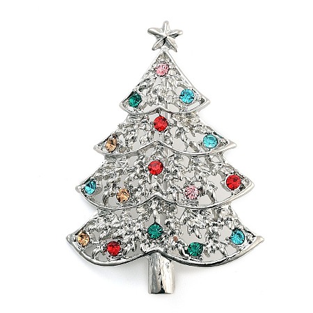 Christmas Theme Alloy Colorful Rhinestone Brooches JEWB-S022-02C-P-1