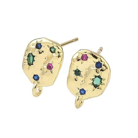 Brass Micro Pave Cubic Zirconia Stud Earring Findings KK-U075-01C-04G-1
