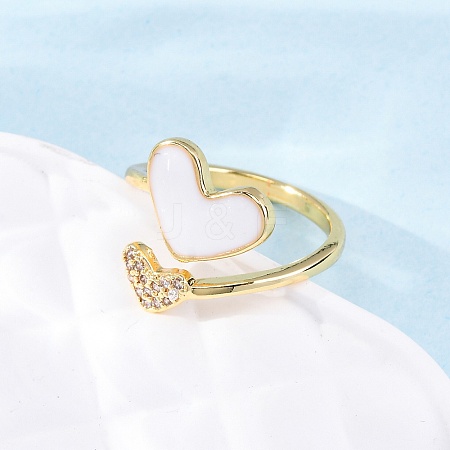 Brass Micro Pave Clear Cubic Zirconia Cuff Rings for Women RJEW-U047-24G-01-1