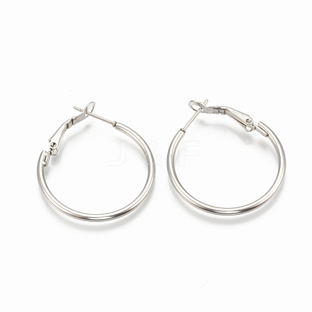 Tarnish Resistant 304 Stainless Steel Hoop Earrings STAS-S078-07-40mm-1