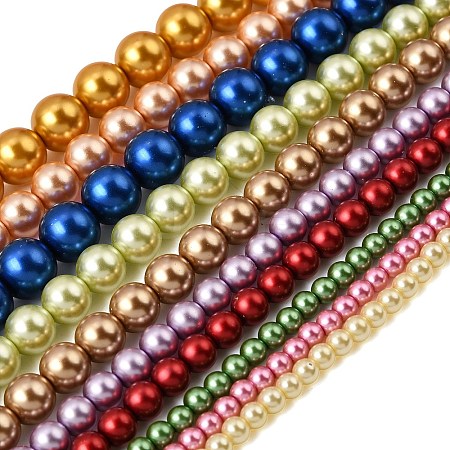 Round Grade A Glass Pearl Beads Strands HY-E001-09-1