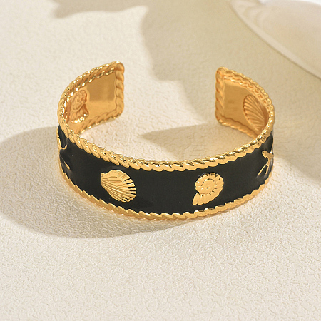 French Style Stainless Steel Open Cuff Bangles for Women ZC8481-1-1