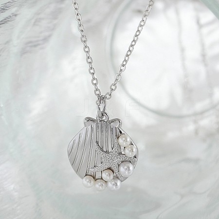 Ocean Summer Brass Pave Clear Cubic Zirconia Pendant Necklaces FS-WG82AA1-06-1