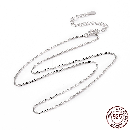 Anti-Tarnish Rhodium Plated 925 Sterling Silver Cable Chains Necklace for Women STER-I021-09P-1