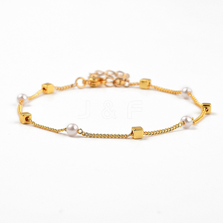 Brass Beaded Bracelets BJEW-JB05354-1