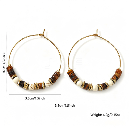 Bohemian Colorful Natural Stone Beaded Hoop Earrings for Women TC8754-9-1