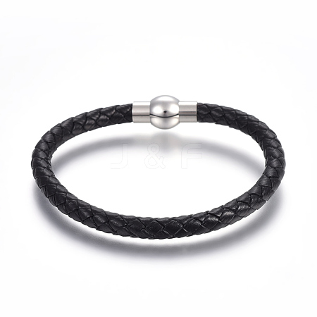 Leather Braided Cord Bracelets BJEW-E352-05A-P-1
