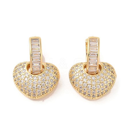 Rack Plating Brass Micro Pave Clear Cubic Zirconia Hoop Earrings for Women EJEW-G394-33G-1