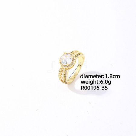 Shiny Round Fashion Brass Rhinestone Ring JJ0497-1-1