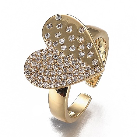 Brass Micro Pave Cubic Zirconia Cuff Rings RJEW-I074-10G-01-1