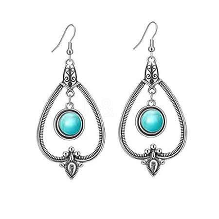 Alloy Synthetic Turquoise Dangle Earrings FS-WG48C4B-02-1