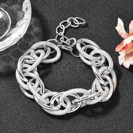 Punk & Hiphop Style Alloy Rolo Chains Link Bracelets for Women Men BJEW-K270-01P-1