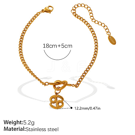 304 Stainless Steel Twelve Constellation Knot Charm Bracelets for Unisex WG096DB-06-1