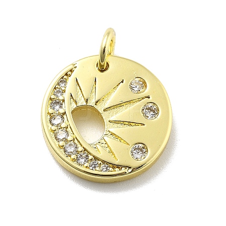 Rack Plating Brass Micro Pave Cubic Zirconia Pendants KK-D359-07G-1