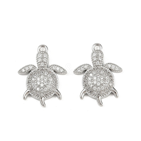 Brass Micro Pave Clear Cubic Zirconia Pendants KK-G535-02C-P-1