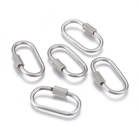 Non-Tarnish 304 Stainless Steel Screw Carabiner Lock Charms ZIRC-F255-061P-1