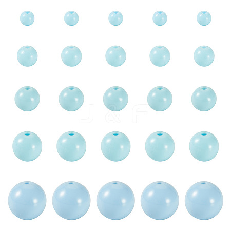 100Pcs 5 Styles Opaque Acrylic Beads MACR-TADJ0001-12E-1