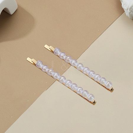 Plastic Pearl Beaded with Iron Alloy Hair Bobby Pin PW-WG2F8CA-01-1