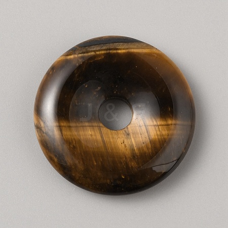 Natural Tiger Eye China Safety Buckle Pendants G-WH0030-21A-35-1