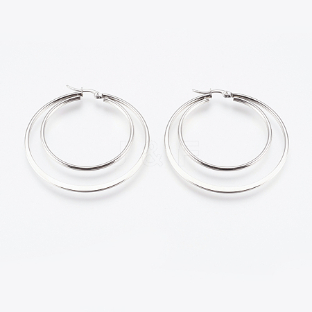 Tarnish Resistant 201 Stainless Steel Hoop Earrings EJEW-I213-B-01P-1