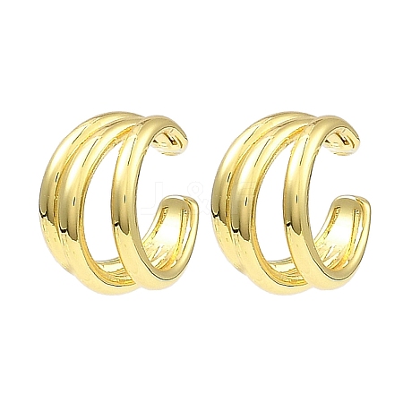 Rack Plating Brass Triple Layer Cuff Earrings EJEW-D069-04G-1