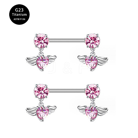 G23 Titanium Pink Cubic Zirconia Nipple Rings WG912A9-37-1