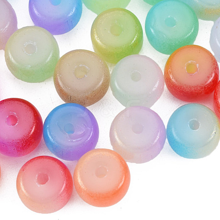 Baking Painted Glass Flat Round Beads DGLA-T003-002-1