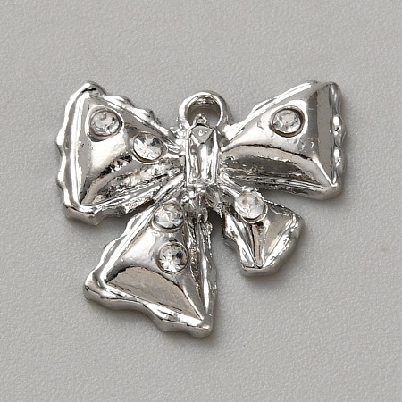 White Series Love Bow Alloy Acrylic Pendant PALLOY-WH0115-01P-10-1