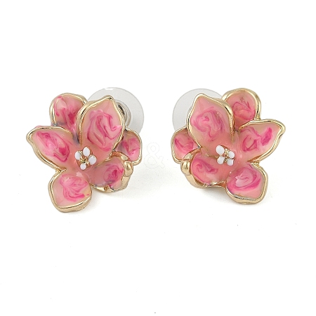 Flower Enamel Stud Earrings EJEW-M005-01-1