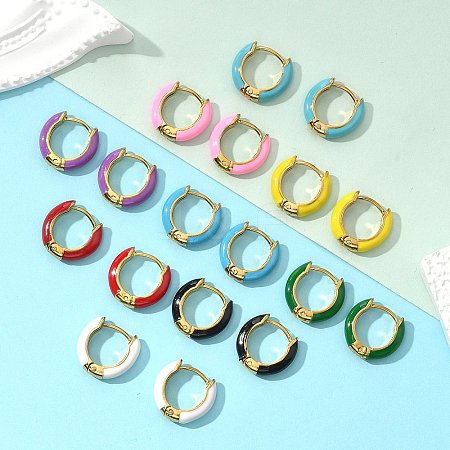 Ion Plating(IP) Enamel Hoop Earrings EJEW-G344-02G-1