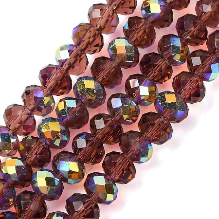 Electroplate Transparent Glass Beads Strands EGLA-A046-01B-14-1