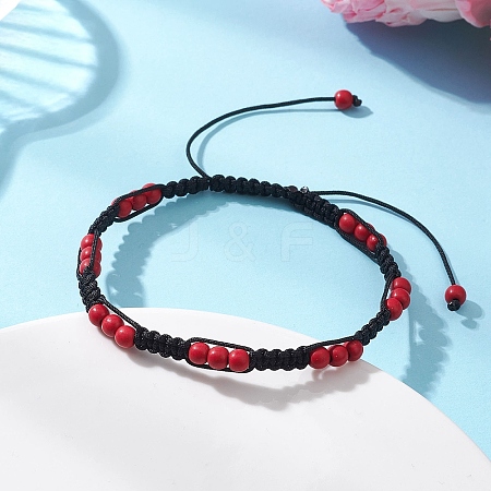 Synthetic Turquoise Beaded Bracelets for Women Men BJEW-JB13060-1