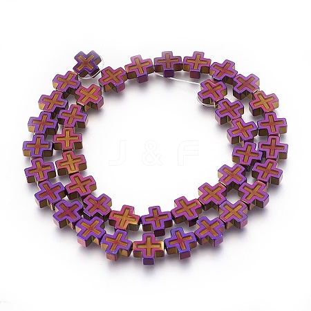 Electroplated Non-magnetic Synthetic Hematite Beads Strands G-P392-F07-1