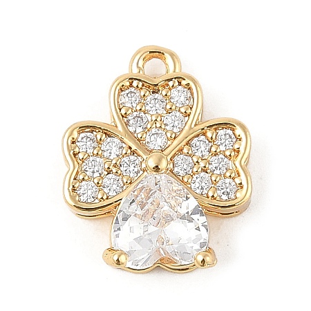 Brass Micro Pave Clear Cubic Zirconia Charms KK-R219-30G-1