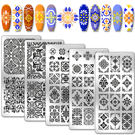 Stainless Steel DIY Nail Art Templates MRMJ-WH0098-014-1