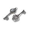 Key Brass Natural Grey Agate Big Pendants KK-D361-01AS-24-2