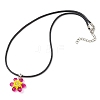 Glass Rhinestone & Glass Seed Beads Beaded Flower Pendant Necklaces NJEW-MZ00078-03-4