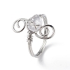 Natural Quartz Crystal Chips with Vortex Finger Ring RJEW-L082-02P-02-2