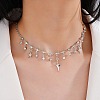 Alloy Micro Pave Cubic Zirconia Pendant Bib Necklaces for Women PW-WG44820-01-1