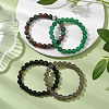4Pcs Constellation 8mm Round Natural Gray Agate & Green Aventurine & Indian Agate & Black Onyx(Dyed & Heated) Beaded Stretch Bracelets for Women BJEW-JB10632-2
